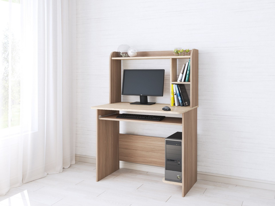 Компьютерный стол "Гретта-2" Белый/Дуб крафт золотой