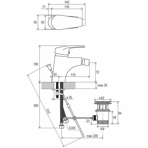 Смеситель для биде RAVAK "Neo" X070019 NO 055 00 РАСПРОДАЖА