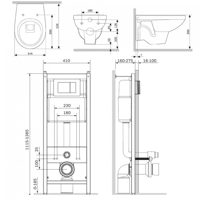 Инсталляция с подвесным унитазом AM.PM "Sense" IS301.74A173