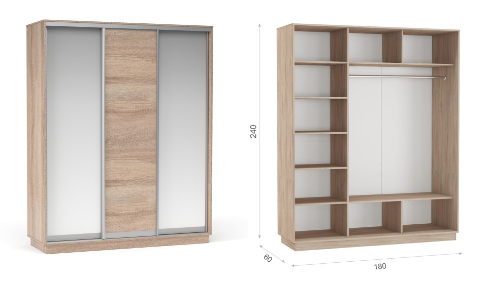 Шкаф-купе "Тетрис" (корпус) 1800/2400 Дуб сонома Шкаф-купе "Тетрис" (корпус) 1800/2400 Дуб сонома