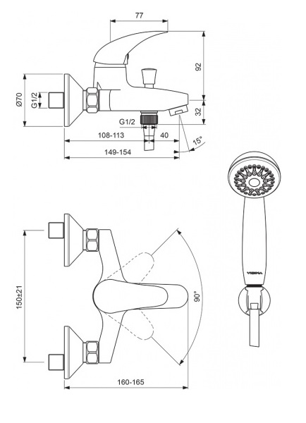 Смеситель для ванны VIDIMA "Орион" ВА004АА РАСПРОДАЖА