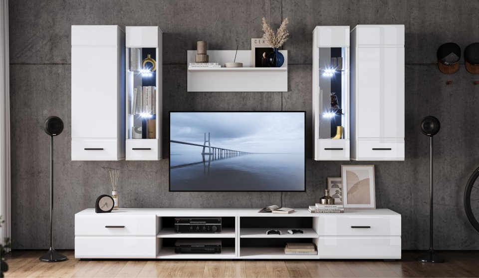 Стенка "Кай" Белый глянец Стенка "Кай" Белый глянец