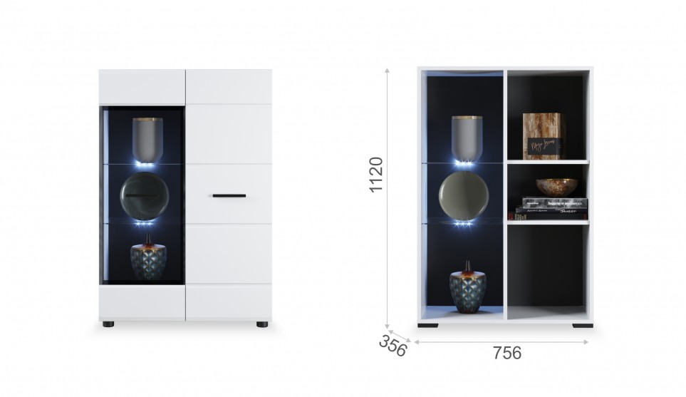 Комод "Йорк" 1 дверь 1 витрина Комод "Йорк" 1 дверь 1 витрина