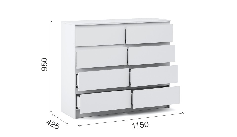 Комод "Оникс вайт" 8 ящиков
