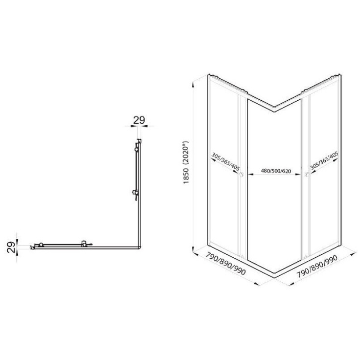 Душевой уголок Triton Вента-Блэк 90Х90 стекло прозрачное