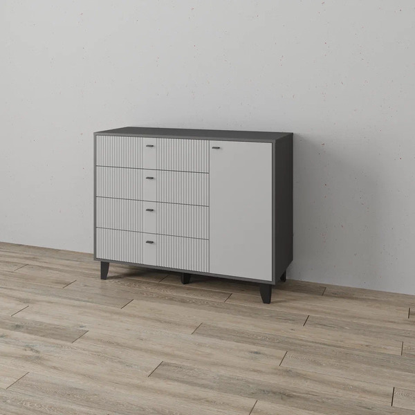 Комод Катрин - 13 Графит/Светло-серый