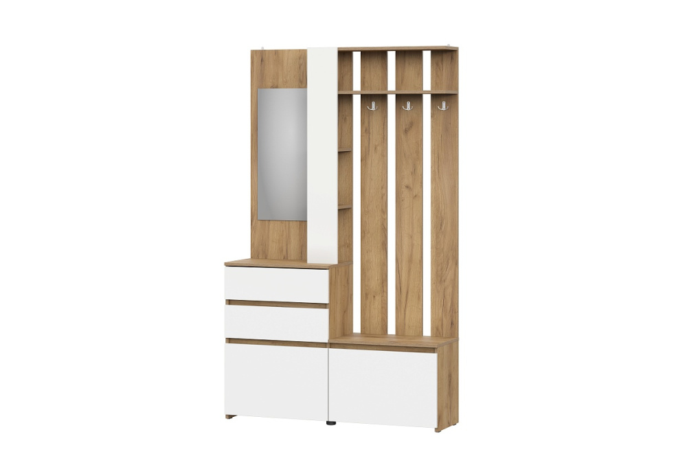 Вешалка с зеркалом "Некст" Дуб Золотой/Белый Вешалка с зеркалом "Некст" Дуб Золотой/Белый