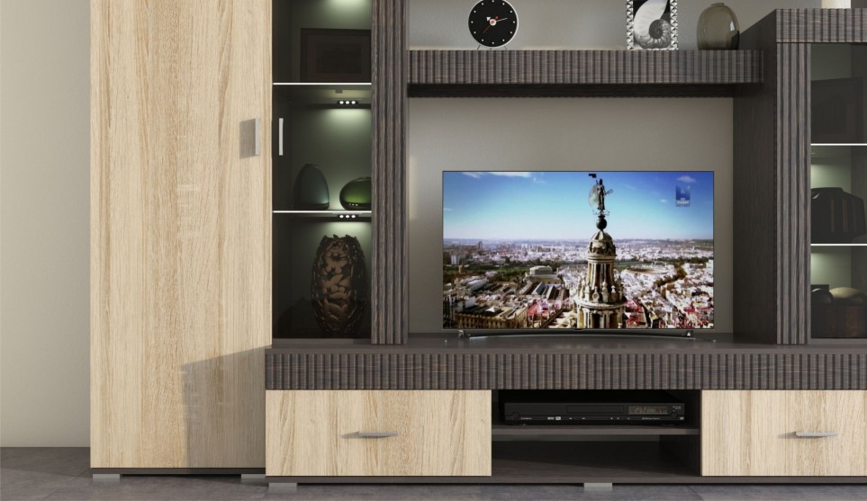 Стенка "Марк" Тик / Дуб сонома СНЯТО С ПРОИЗВОДСТВА