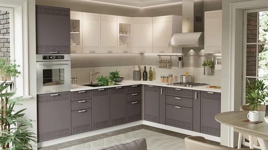 Кухонный гарнитур «Долорес» №2 Белый, Крем, Муссон Кухонный гарнитур «Долорес» №2 Белый, Крем, Муссон