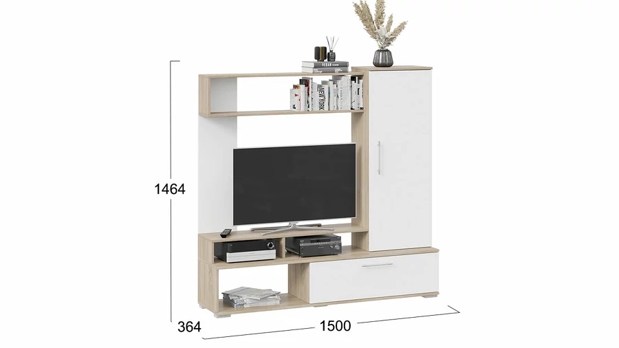 Стенка «Сиена» Дуб Сонома, Белый Ясень