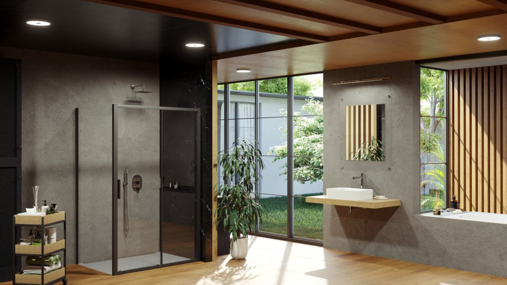 Неподвижная стенка "RAVAK" BLSPS-80 черный+Transparent