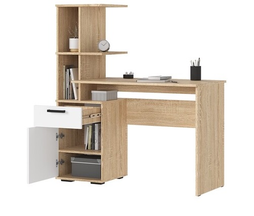 Стол письменный СТ-01 "Санса" Белый/Дуб сонома