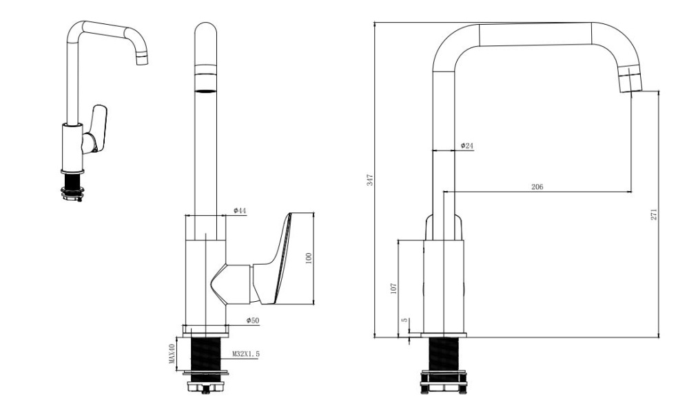 Смеситель для кухни "Вега" AQ1081MB