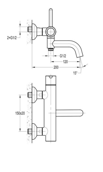 Смеситель для ванны и душа CEZARES "ECO"
