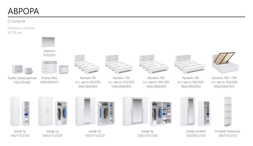 Спальня "Аврора" Белый