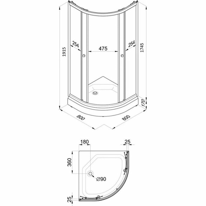 Душевой уголок Triton Ультра 80Х80 А стекло прозрачное