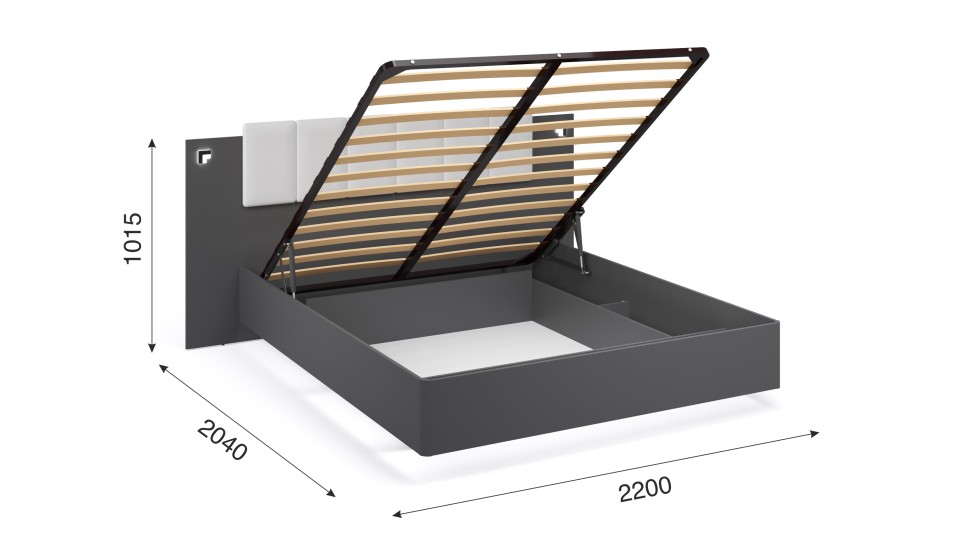 Кровать 160 с ПМ "Мишель" Антрацит
