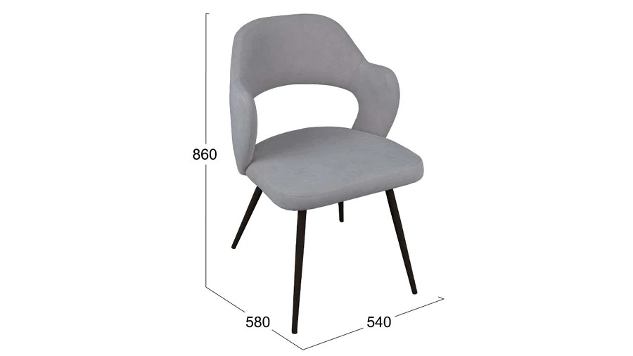 Стул «Сиэтл» Черный муар, Велюр DREAM Grey (серый)