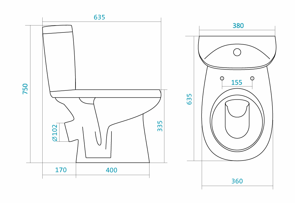 Унитаз-компакт SANTEK "АНИМО" с диагональным выпуском
