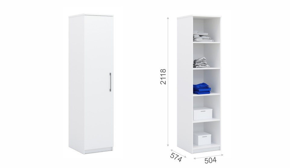 Шкаф 1 дверный "Аврора" Белый Шкаф 1 дверный "Аврора" Белый