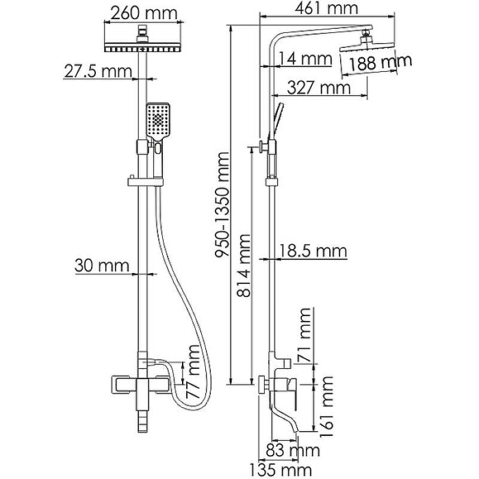 Душевая система WasserKRAFT A16501