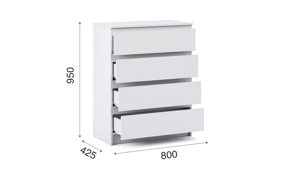 Комод "Оникс вайт" 4 ящика