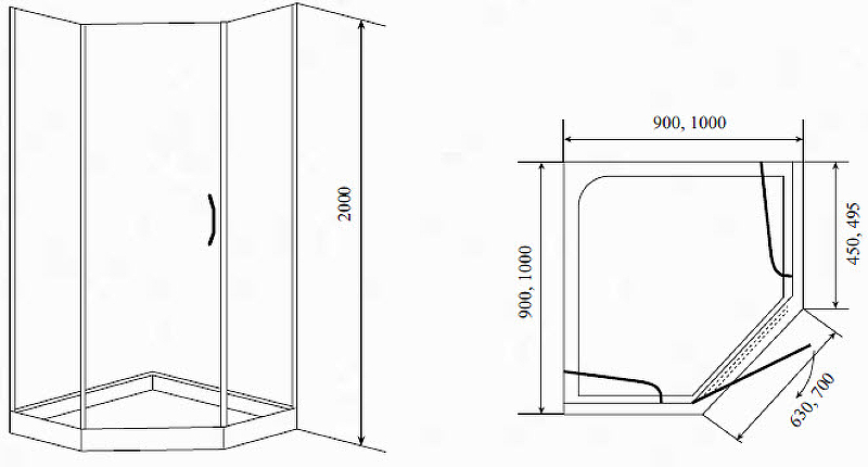Душевой уголок Timo BY-839 100Х100Х185 (прозрачное стекло)