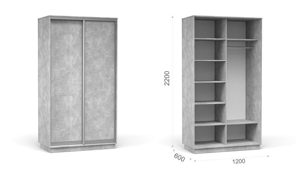 Шкаф-купе "Тетрис" (корпус) 1200/2200 Ателье светлый Шкаф-купе "Тетрис" (корпус) 1200/2200 Ателье светлый