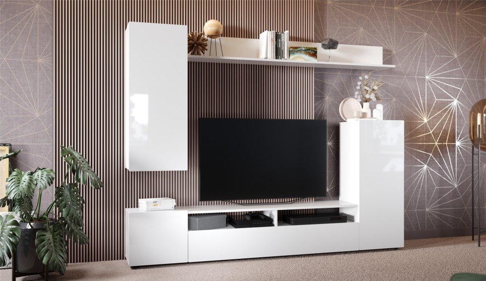 Стенка с полками "Лия" Белый глянец Стенка с полками "Лия" Белый глянец