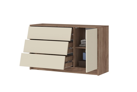 Комод 1200 Рейн КМ 01 Кашемир/Дуб крафт табачный