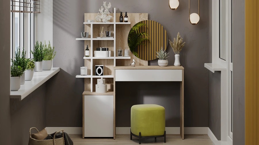 Стол туалетный «Голден» Дуб Сонома, Белый Стол туалетный «Голден» Дуб Сонома, Белый