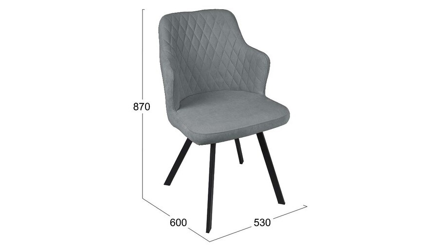 Стул «Лукас» Черный муар, Микровелюр BRENDY Grey