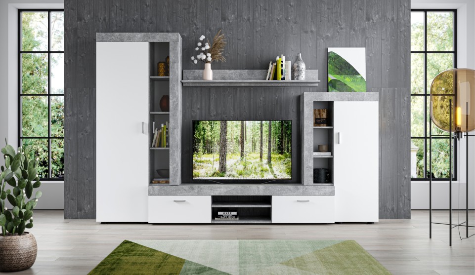 Стенка "Орфей" Белый / Ателье светлый Стенка "Орфей" Белый / Ателье светлый