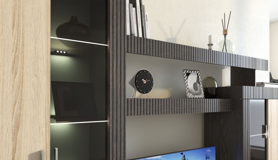 Стенка "Марк" Тик / Дуб сонома СНЯТО С ПРОИЗВОДСТВА