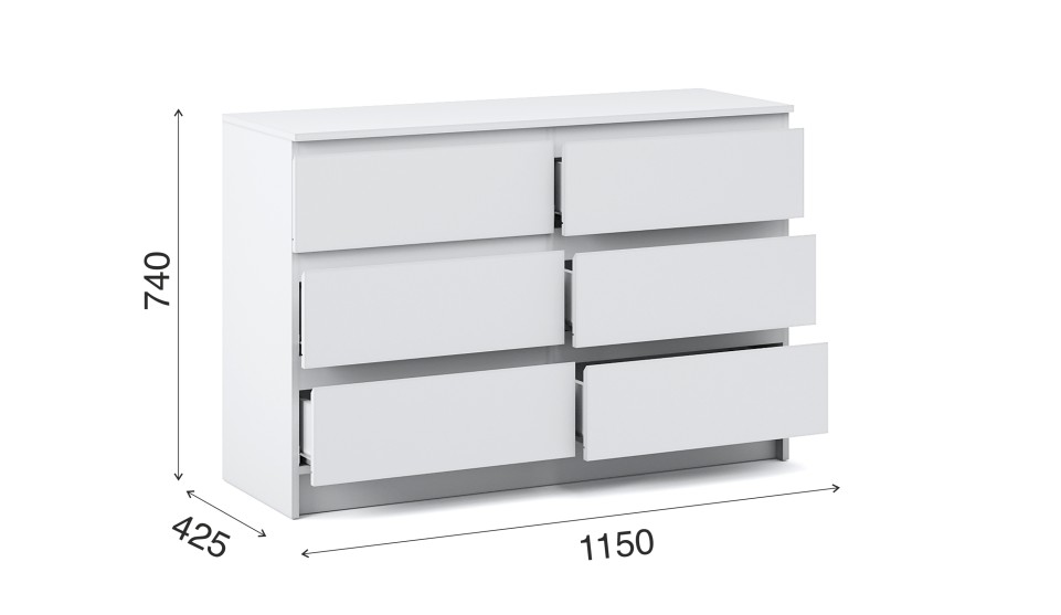 Комод "Оникс вайт" 6 ящиков