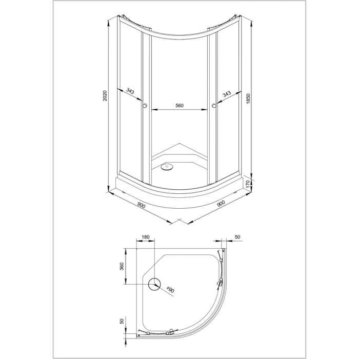 Душевое ограждение Triton Альфа хром 900Х900Х2020