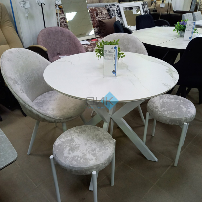 Табурет M DikLine, M13 светло-серый, ножки белые