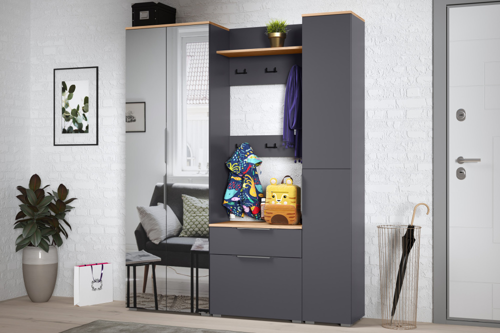 Прихожая "Октава" Серый графит/Дуб золотой Прихожая "Октава" Серый графит/Дуб золотой