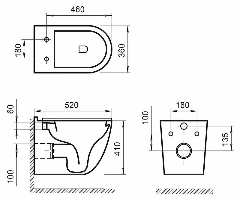 Унитаз подвесной BelBagno "Senso-R" безободковый 360Х520Х410