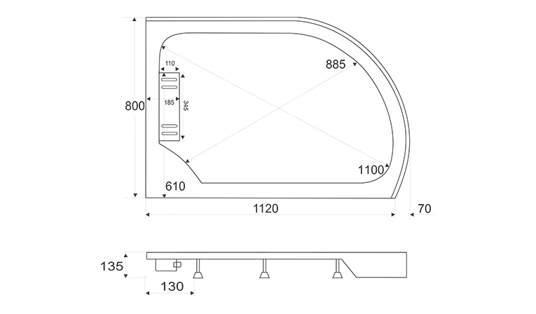 Поддон BAS "Кариба" левый