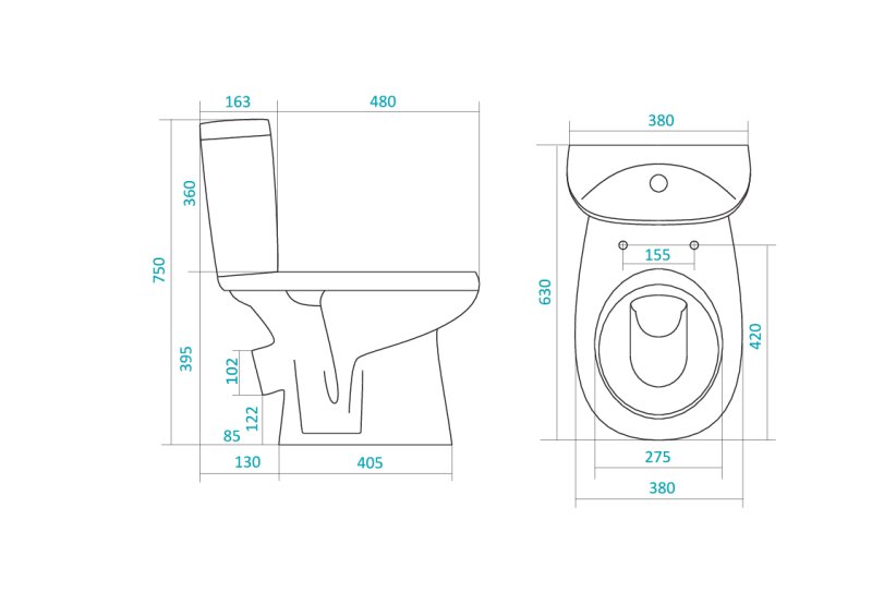 Унитаз-компакт SANTEK "АНИМО" с диагональным выпуском
