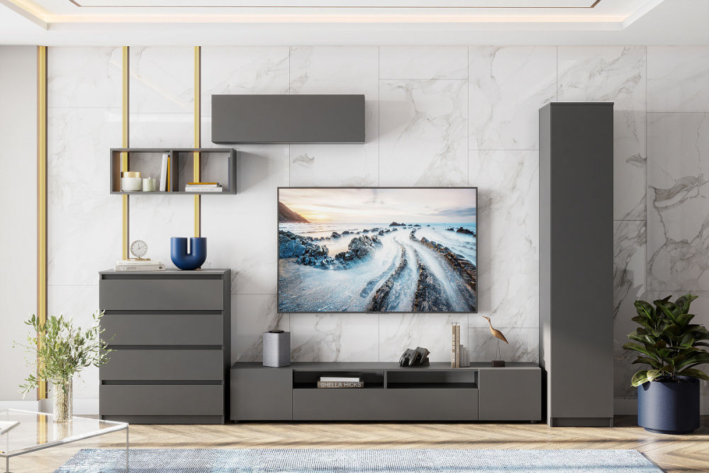 Комод 4 ящика "Денвер" Графит серый