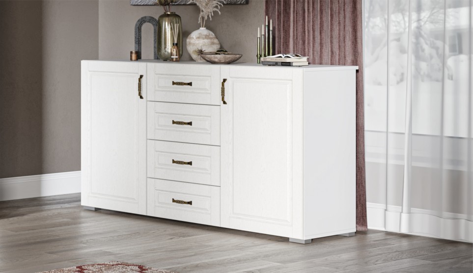 Комод "Лацио" 2 двери 4 ящика Белый