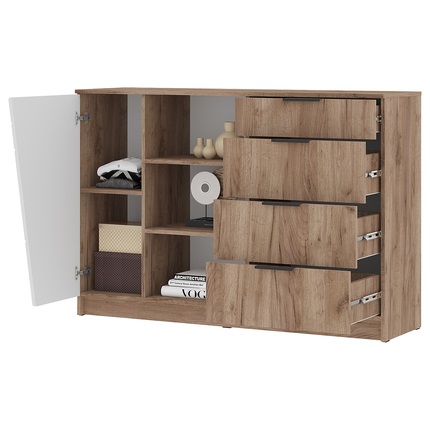 Комод "Орегон" 1400 КМ 01 Графит/Дуб крафт табачный