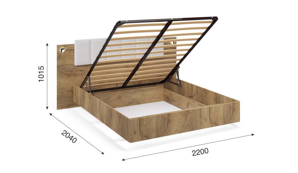 Кровать 160 с ПМ "Мишель" Дуб крафт золотой