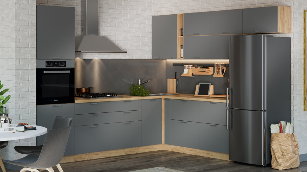 Кухонный гарнитур «Габриэлла» №6 Дуб Крафт золотой, Титан Кухонный гарнитур «Габриэлла» №6 Дуб Крафт золотой, Титан