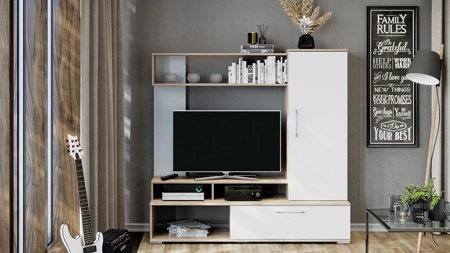 Стенка «Сиена» Дуб Сонома, Белый Ясень Стенка «Сиена» Дуб Сонома, Белый Ясень