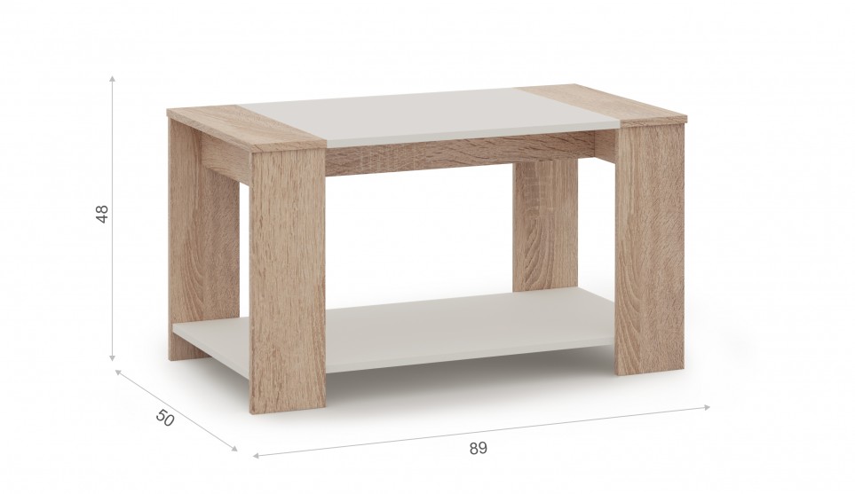 Стол журнальный "Аврора" Дуб сонома/белый