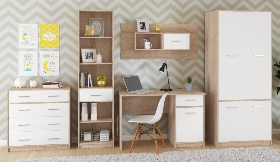 Комод "Стелс" 4 ящика Дуб сонома/белый