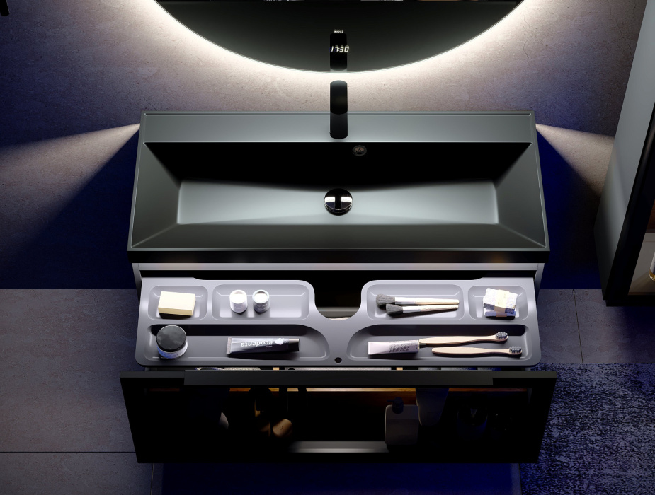 Тумба подвесная с раковиной Notte 100 Антрацит